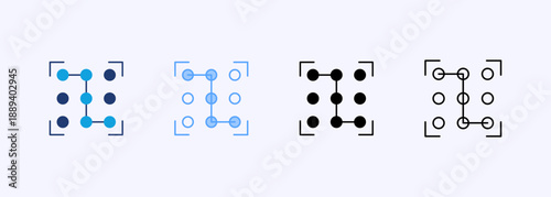 Pattern Recognition Icon Set Multiple Style Collection