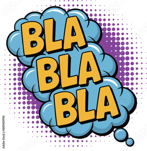 Bold comic book speech bubble text BLA effect for dynamic graphic design projects isolated on white background