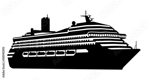 Cruise ship silhouette showcasing a luxurious voyage against a white background vector