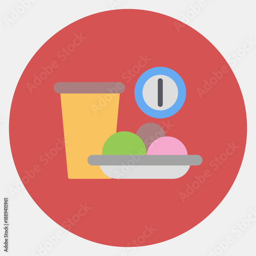 Icon fast breaking snack. Ramadan kareem elements. Icon in color mate style.