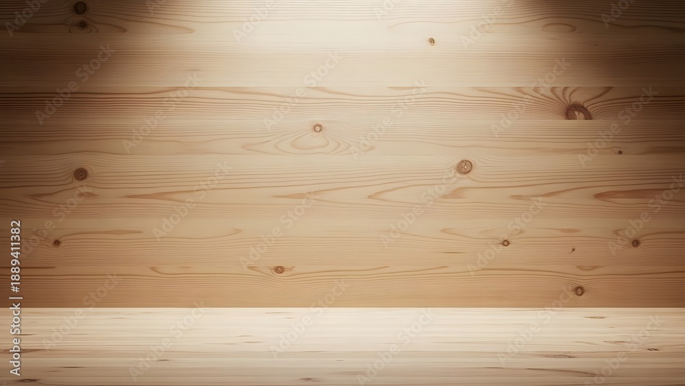 Naklejka premium Warm Wooden Stage with Spotlight Background for Presentations and Product Showcases