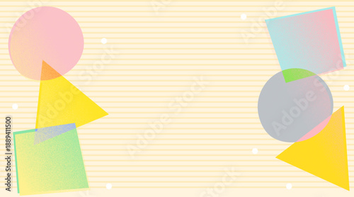 レトロでポップな丸・三角・四角の幾何学模様背景素材