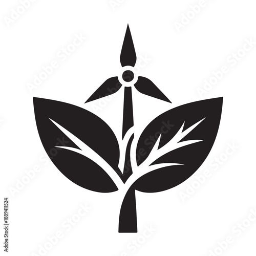 green energy vector silhouette outline logo design concept illustration