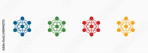 Neural Network Icon Set Color Multiple Style Collection