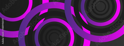 Futuristic dark background with glowing purple and violet concentric circles pattern