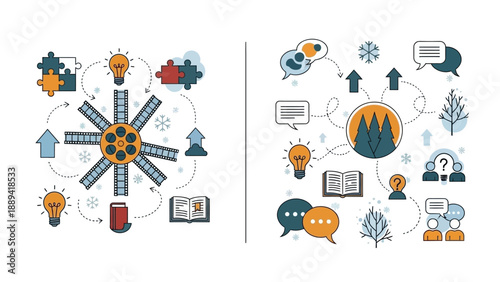 Conceptual diagrams of problem-solving strategies and communication
