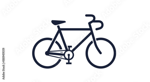Minimalistic blue bicycle illustration suitable for cycling and transportation themes.