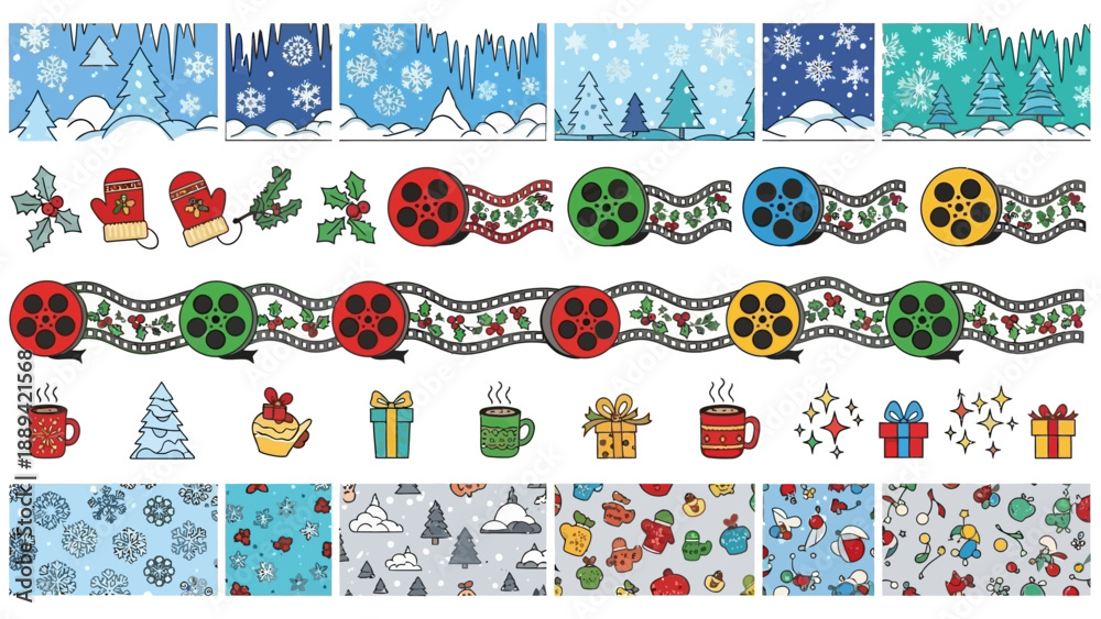 Naklejka premium Festive Winter and Christmas Elements Collection for Seasonal Designs