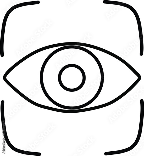 Eye iris recognition biometric security icon outline