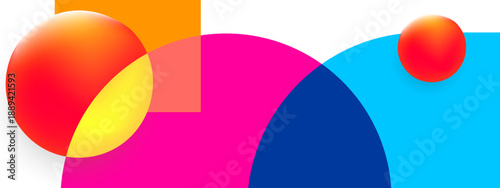 Modern bright background with pink and orange gradient orbs and large overlapping circular elements