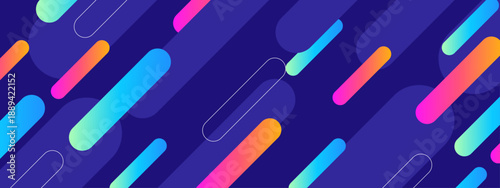 Sporty and energetic composition of colorful rounded lines moving diagonally on dark blue