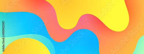 Dynamic flowing wave background with a mix of blue orange and yellow vibrant gradients