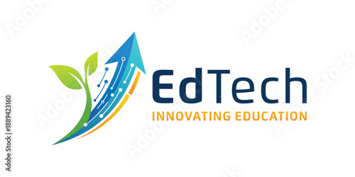 leaf nature arrow and circuit logo. creative grow leaf logo vector design