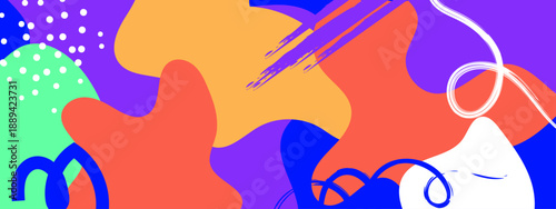 Artistic orange and blue fluid shapes with brush stroke textures for high energy vibes