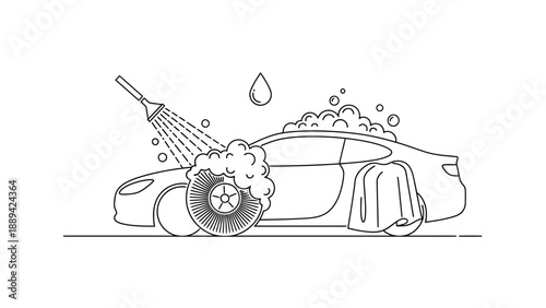 Car wash with foam and water spray