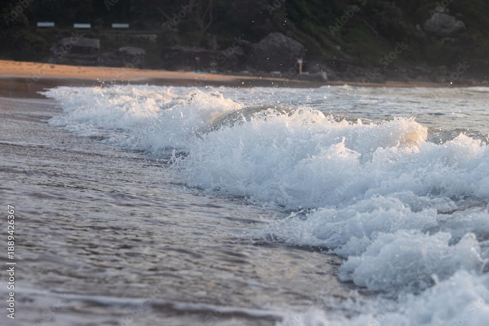 custom made wallpaper toronto digitalSmall wave breaking on the beach shore.