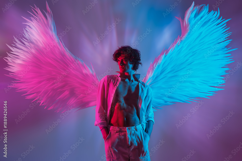 Fototapeta premium Neon Cupid Archangel