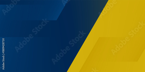 Design modern blue and yellow wide sporty background with geometric shapes. Abstract vector art