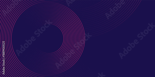 Abstract dark blue modern futuristic banner background. Glowing pink oval lines pattern design. Swirl ellipse lines element. Circular motion. Suit for banner, brochure, cover, flyer, website