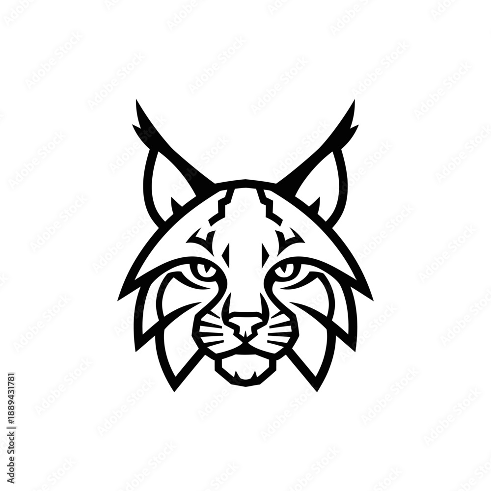 Fototapeta premium Stylized Bobcat Head Mascot Illustration - Wild Feline Animal Face Logo Graphic