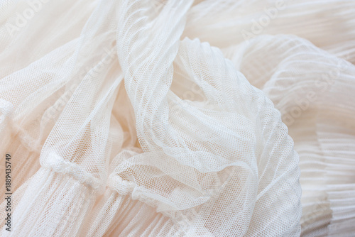 Soft white mesh fabric texture for bridal and boho design
