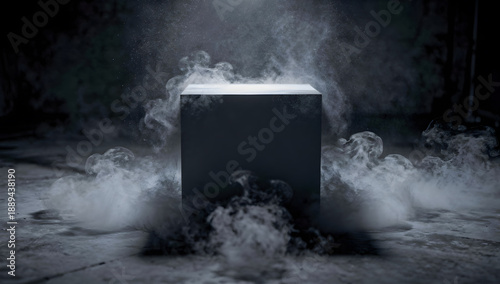 Mysterious Smoky Cube in Dim Light