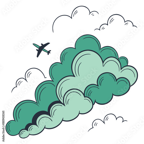 Soft 3D emerald green cloud puffs in a structured formation with a peaceful, nature-inspired tactile aesthetic