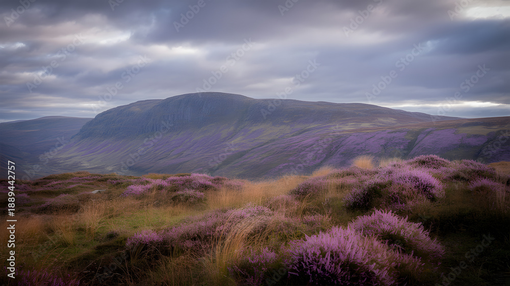 Obraz premium Cinematic landscape of rolling hills under a dramatic sky
