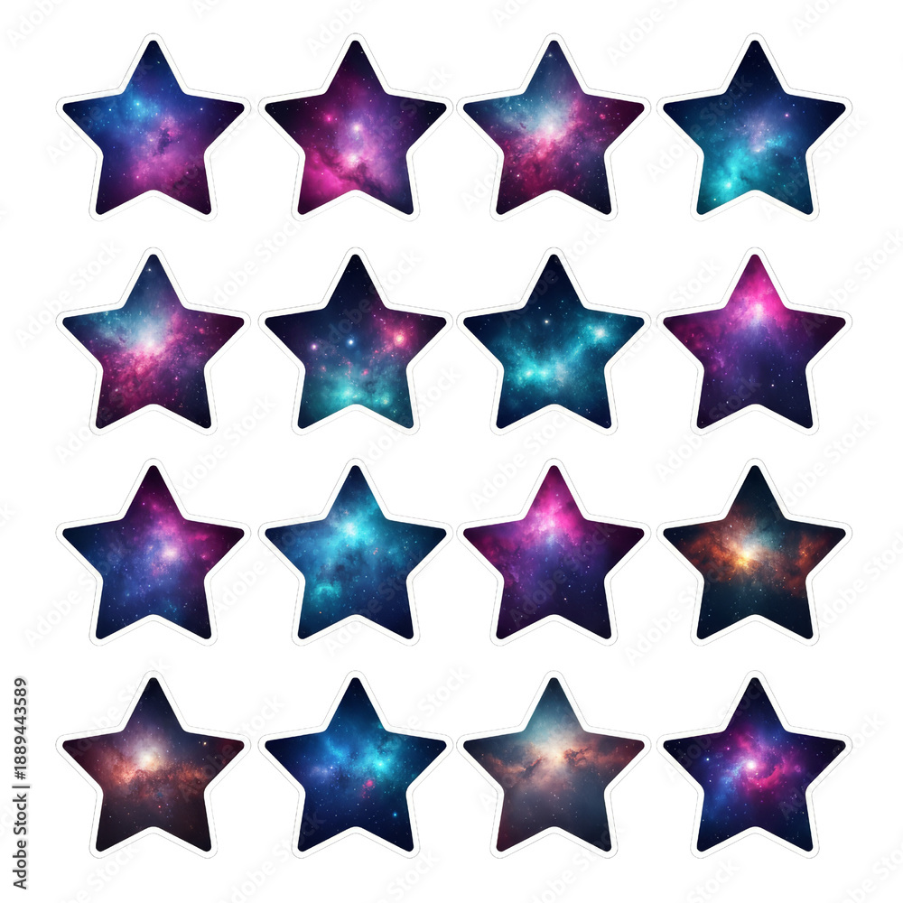 Obraz premium Cosmic Stars Galaxy Backgrounds - Set of 16 Celestial Shapes