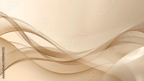 Abstract modern luxury background with flowing champagne beige gradient, soft illumination, and delicate grain texture