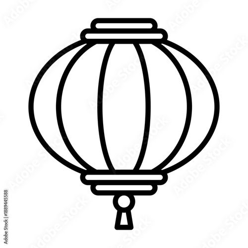 Traditional Chinese Lantern Outline Icon for Lunar New Year Celebrations