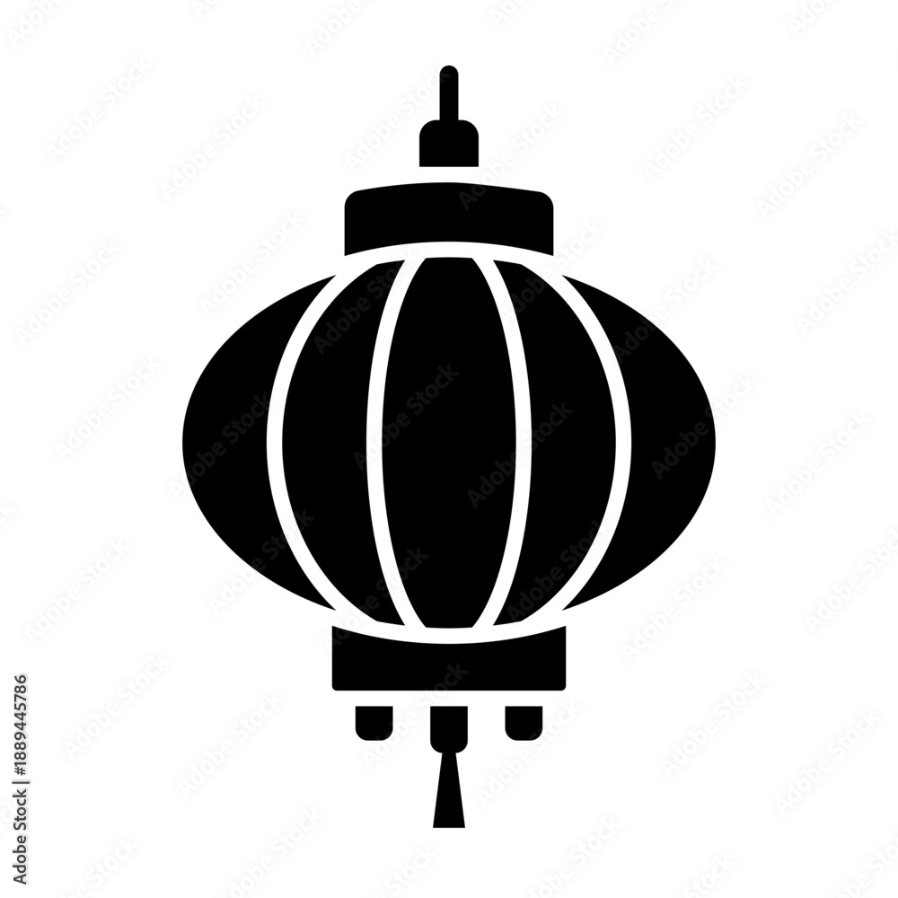Fototapeta premium Traditional Asian Lantern Silhouette Isolated On White Background Chinese New Year Decoration