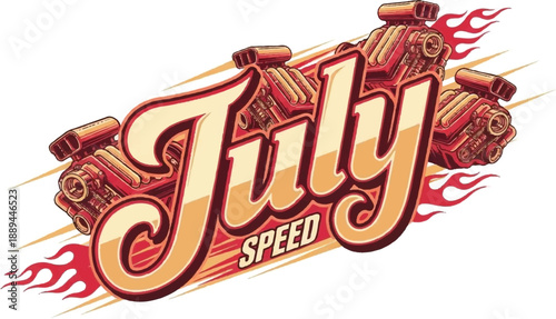 Racing tires and flames embodying speed and energy in a dynamic illustration