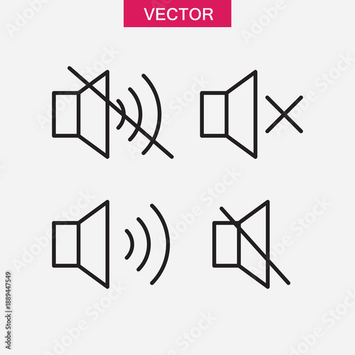 Speaker Mute Icon Vector on White Background, Sound Off Speaker Symbol Vector Illustration..eps