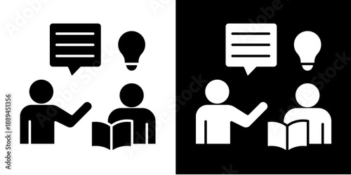 Tutoring Icon Set White Glyph Style Collection