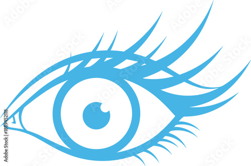 Stylized blue eye icon with eyelashes vector illustration modern vision symbol beauty logo design isolated white background