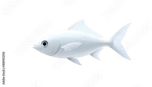 White Plastic Toy Shark Swimming Sideways.