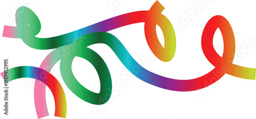 Abstract Colorful Ribbon with Vibrant Gradient Swirls and Fluid Motion on White Background