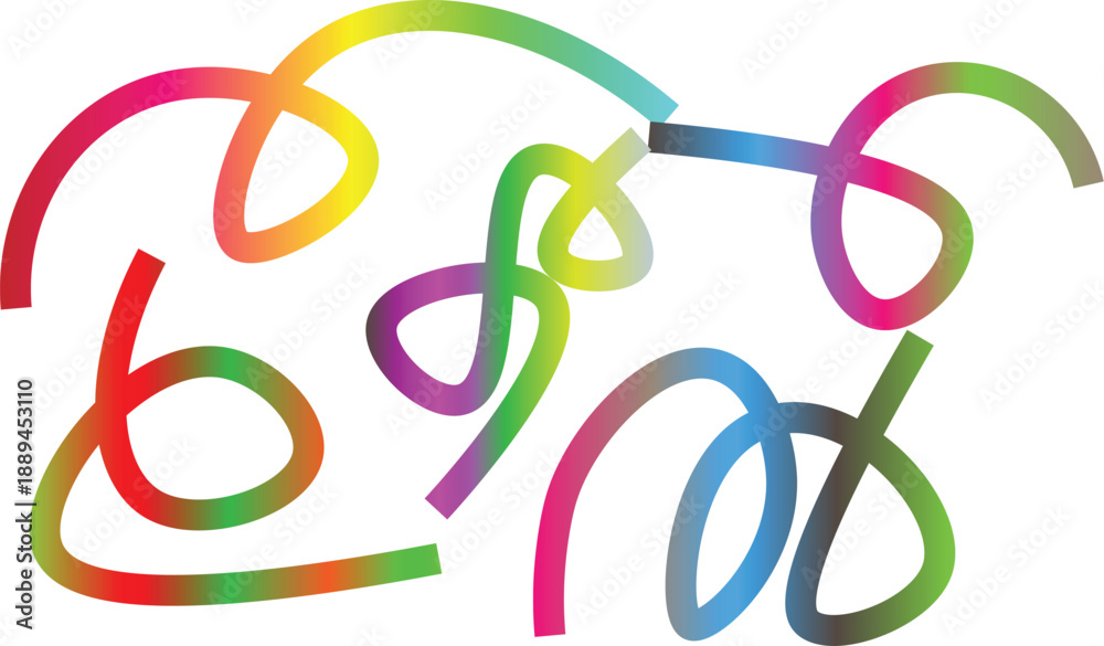 Fototapeta premium Abstract Multi-Colored Twisted Ribbon Scribbles with Rainbow Gradient Swirls on White Background