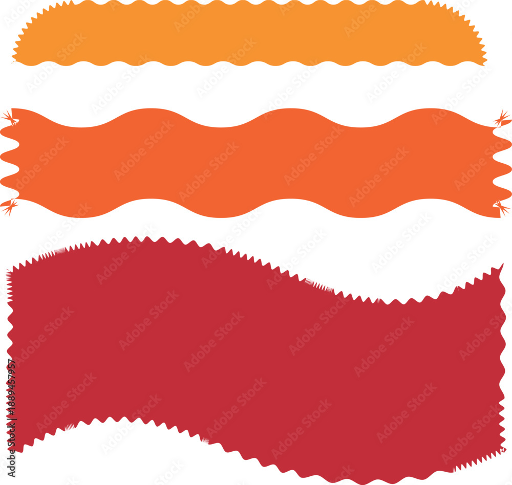 Obraz premium Decorative wavy border elements orange red and yellow shapes vector