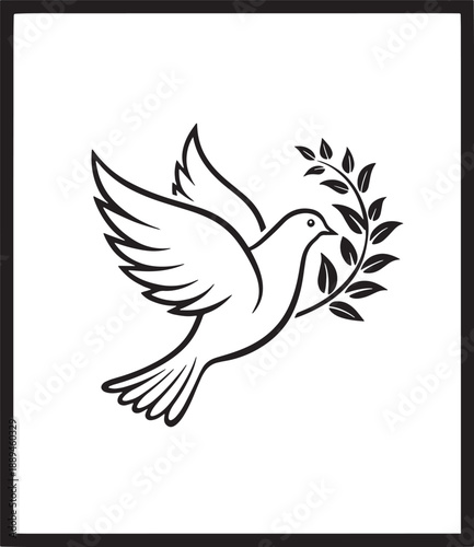 Flying Dove with Olive Branch Illustration