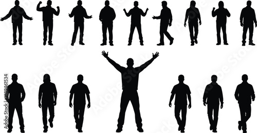 Diverse business professional silhouettes set with office workers and engineers celebrating success and leadership for career growth and recruitment concepts