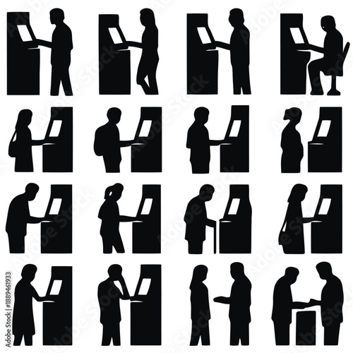 A collection of black silhouettes depicting people shaking hands in various poses