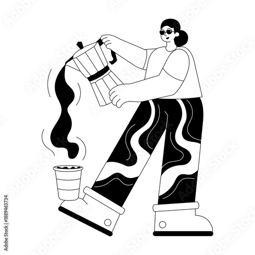 Hand drawn style illustration showing street walk
