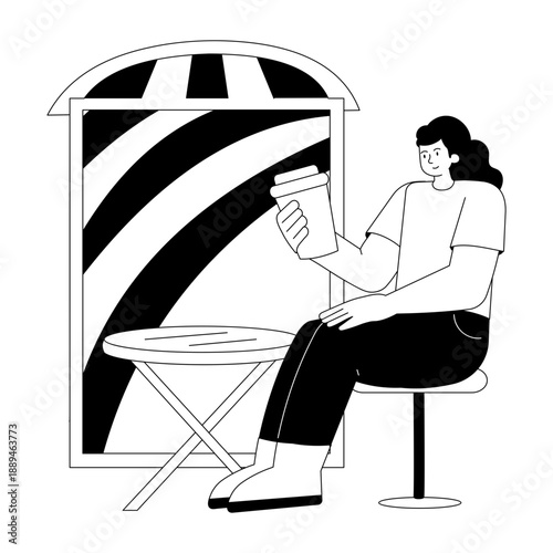 Hand drawn style illustration showing street walk
