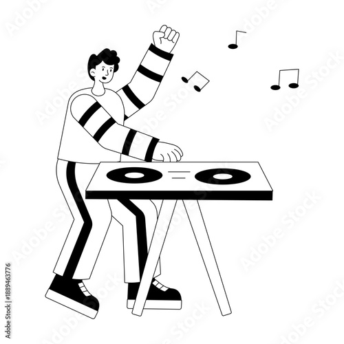 Hand drawn style illustration showing street walk
