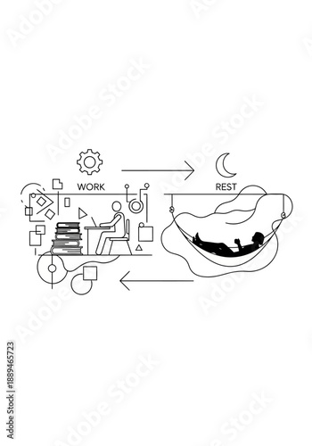Work and Rest Balance Process Illustration
