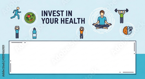 Healthy lifestyle choices with invest in your health text and icons