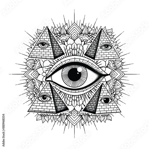 All Seeing Eye Symbol with Triangles.