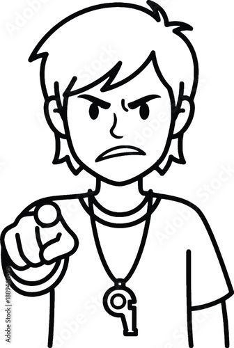 Angry Cartoon Boy Pointing at You.